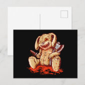 Carte Postale Poupée de lapin déplaisante portant (Devant / Derrière)