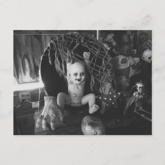 Carte Postale Poupée d'Halloween Déplaisante noire et blanche (Devant)