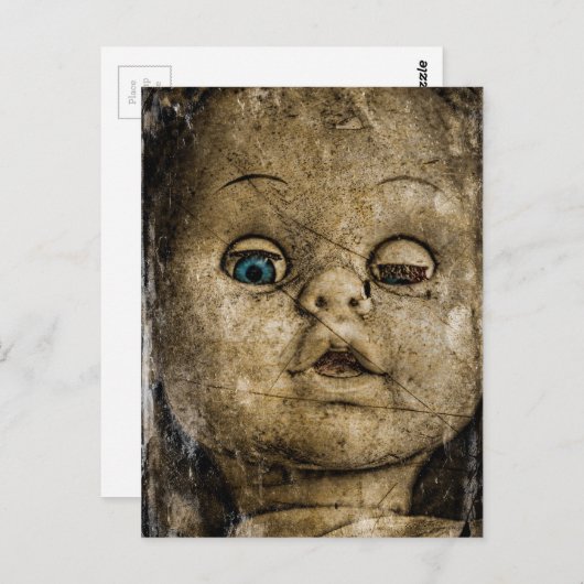 Carte Postale Poupée éffrayante. (Devant / Derrière)