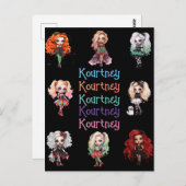 Carte Postale Poupée Éffrayante Halloween Thème avec nom (Devant / Derrière)