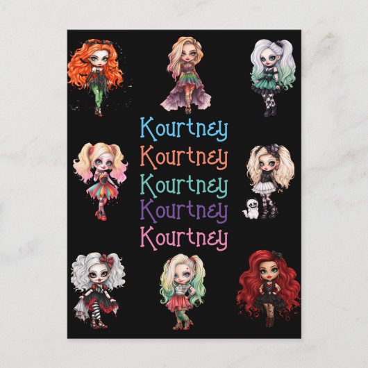 Carte Postale Poupée Éffrayante Halloween Thème avec nom (Devant)