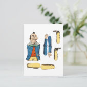 Carte Postale poupée en papier articulé étrange vieux homme coup (Debout devant)