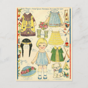 Carte Postale Poupée en papier avec des vêtements d'Indien d'Amé