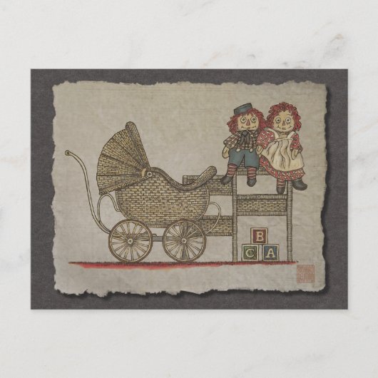 Carte Postale Poupée et bébé raggedy Buggy (Devant)