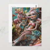 Carte postale poupée et Plante (Devant / Derrière)