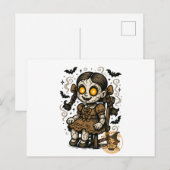 Carte Postale Poupée hantée - Dessin d'Halloween (Devant / Derrière)