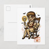 Carte Postale Poupée hantée vers le haut - Halloween Déplaisante (Devant / Derrière)