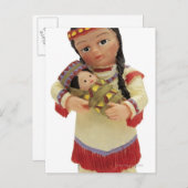 Carte Postale poupée indienne rouge femelle tenant un bébé (Devant / Derrière)