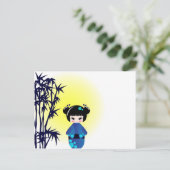 Carte Postale Poupée Kokeshi et bambou (Debout devant)