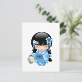 Carte Postale Poupée Kokeshi hiver - Geisha Girl (Debout devant)