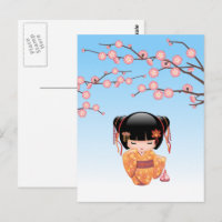 Poupée Kokeshi Ume - Fille Geisha Japonaise Bleue