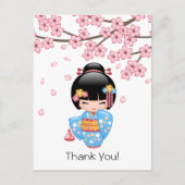 Carte Postale Poupée Maiko Kokeshi - Geisha Mignonne Merci (Devant)
