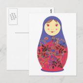 Carte Postale Poupée Matryoshka 2 ~ Russe / Nidification Babushk (Devant / Derrière)