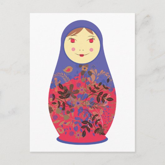 Carte Postale Poupée Matryoshka 2 ~ Russe / Nidification Babushk (Devant)