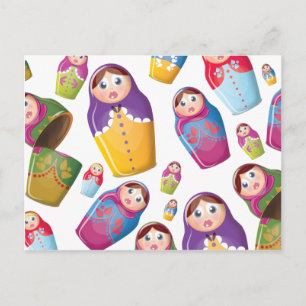 Carte Postale Poupée Matryoshka - Motif russe de poupées imbriqu