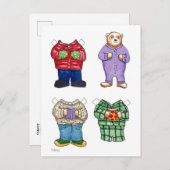 Carte postale poupée papier à l'ours (Devant / Derrière)