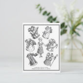 Carte postale poupée papier vintage (Debout devant)