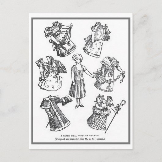 Carte postale poupée papier vintage (Devant)