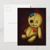 Carte Postale Poupée ragdoll de vaudou avec boutons, patchs et é (Devant / Derrière)