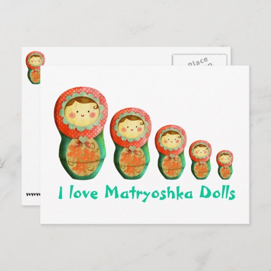 Carte Postale Poupée russe Matryoshka (Devant / Derrière)