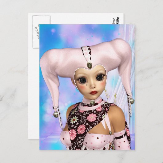 Carte Postale Poupée triste d'Arlequin (Devant / Derrière)