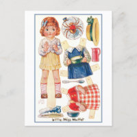 Poupée vintage en papier de Little Miss Muffet