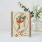 Carte Postale Poupée vintage Teddy Ours Noël (Debout devant)