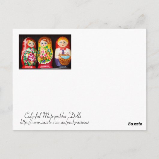 Carte Postale Poupées colorées Matryoshka (Dos)