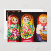 Carte Postale Poupées colorées Matryoshka (Devant / Derrière)