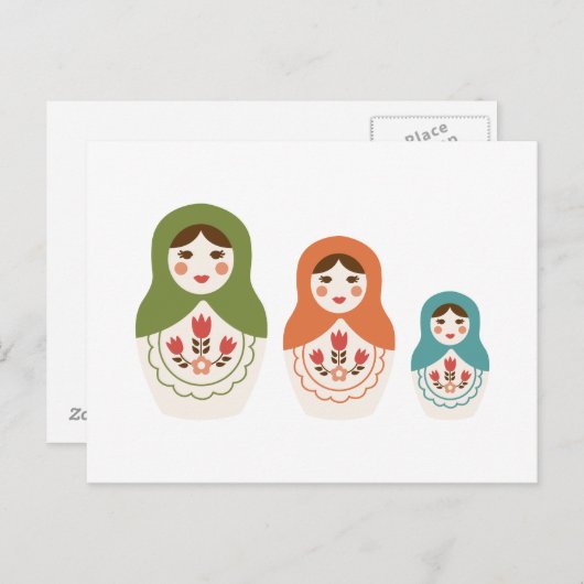 Carte Postale Poupées de nidification russes (Devant / Derrière)