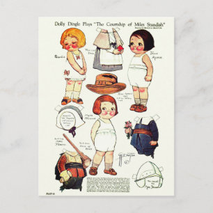 Carte Postale Poupées en papier Dolly Dingle Play Boy et Girls