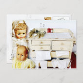 Carte Postale Poupées et table à langer vintage (Devant / Derrière)