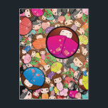 Carte Postale Poupées japonaises Kawaii Kokeshi<br><div class="desc">Poupées japonaises Kawaii Kokeshi</div>