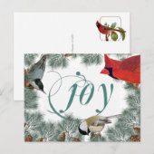 Carte postale pour amateur d'oiseaux avec cardinal (Devant / Derrière)