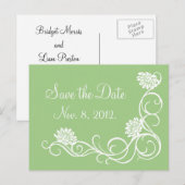 Carte postale pour annoncer la date (verte) avec d (Devant / Derrière)