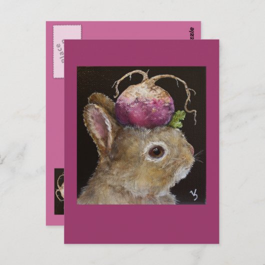 carte postale pour bébé lapin à navet (Devant / Derrière)