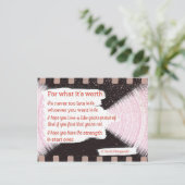 Carte Postale Pour ce que ça vaut (Debout devant)