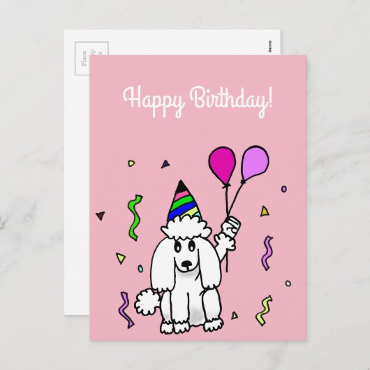 Carte postale pour chien de caniche d'anniversaire (Devant / Derrière)