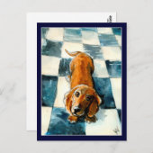 Carte postale pour chien mignonne Dachshund (Devant / Derrière)