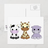 Carte postale pour enfants girafe de vache mignonn (Devant / Derrière)