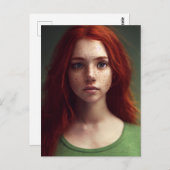 Carte postale pour fille à poils rouges Freckle Fa (Devant / Derrière)