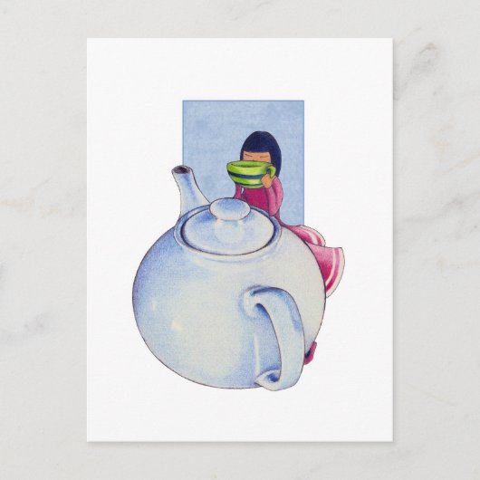 Carte postale pour fille avec thé (Devant)