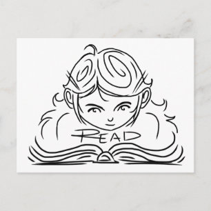 Carte postale pour fille lecteur