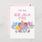 Carte Postale Pour la meilleure maman qui soit fleurs et papillo (Devant / Derrière)