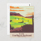 Carte Postale 'Pour le golf' affiche de voyage Irlande du Nord (Devant / Derrière)