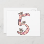 Carte postale pour les 5 ans de chat siamois pour  (Devant / Derrière)