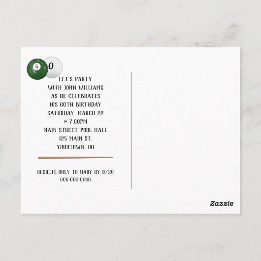 Carte postale pour les 60 ans avec billes de billa (Dos)