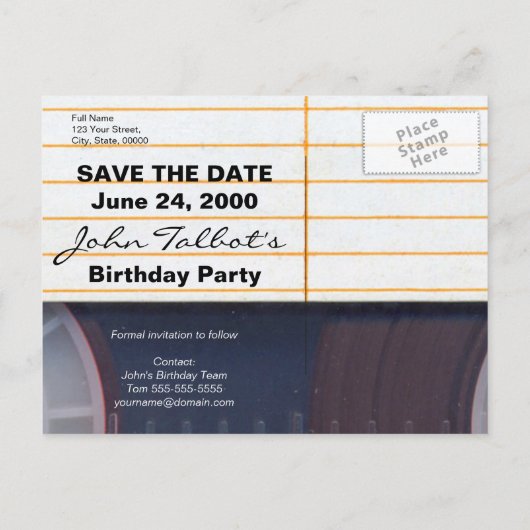 Carte postale pour les 60 ans avec cassette audio  (Dos)