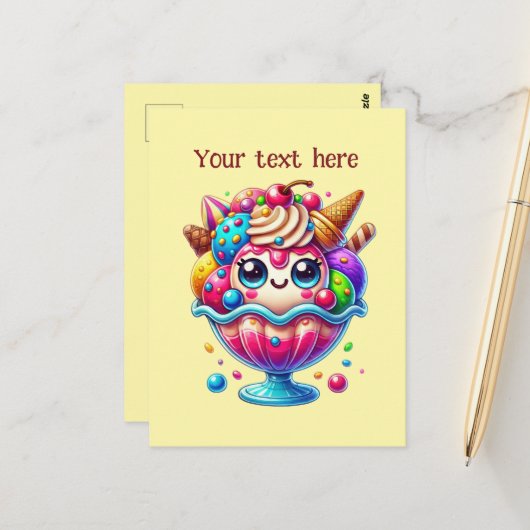 Carte postale pour les amateurs de glaces (Devant/Arrière en situation)