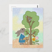 Carte postale pour lièvre et écureuil (Devant / Derrière)